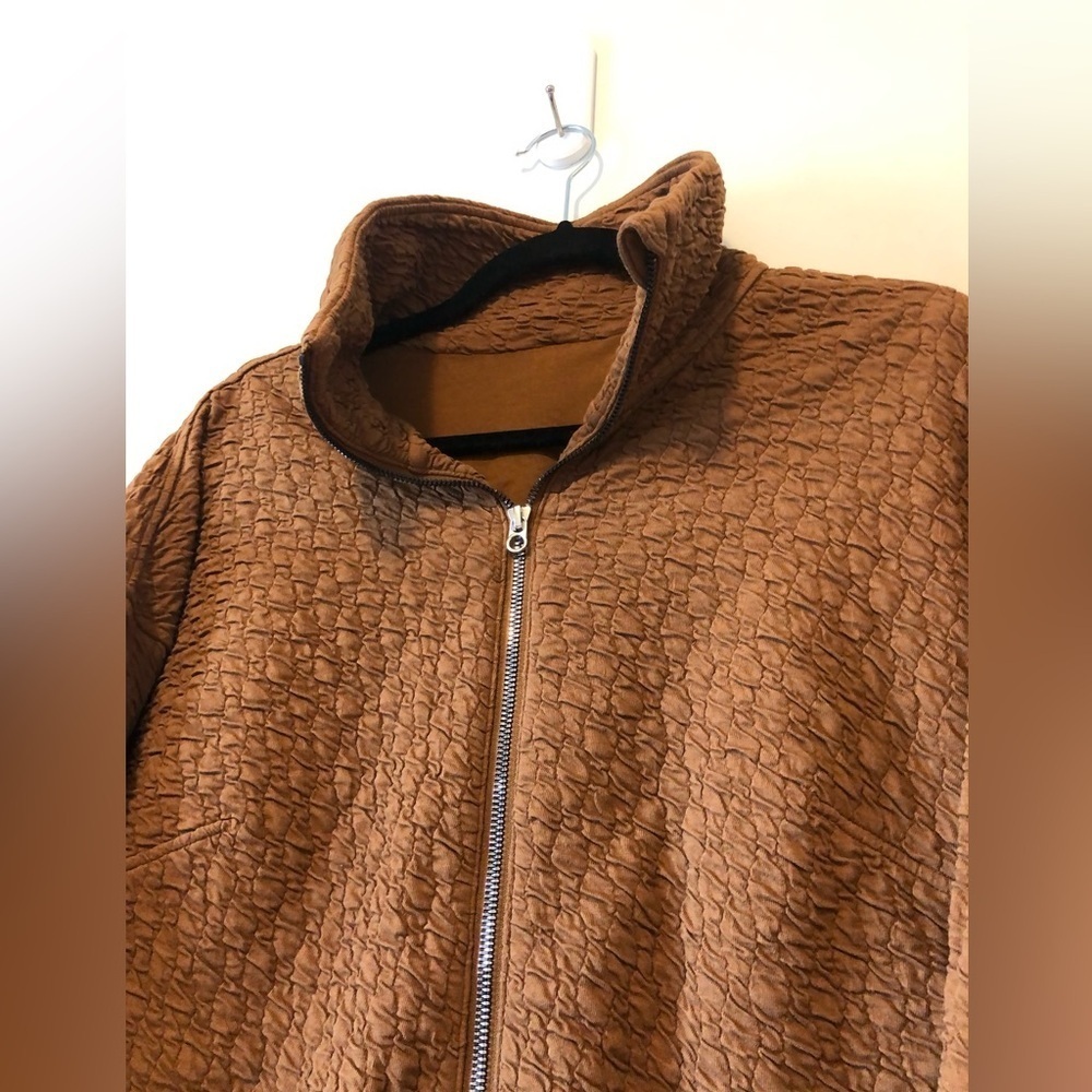 LULULEMON RIPPLED FULL ZIP JACKET COPPER BROWN SIZE 8 FUNNEL NECK LIKE NEW - Picture 6 of 11